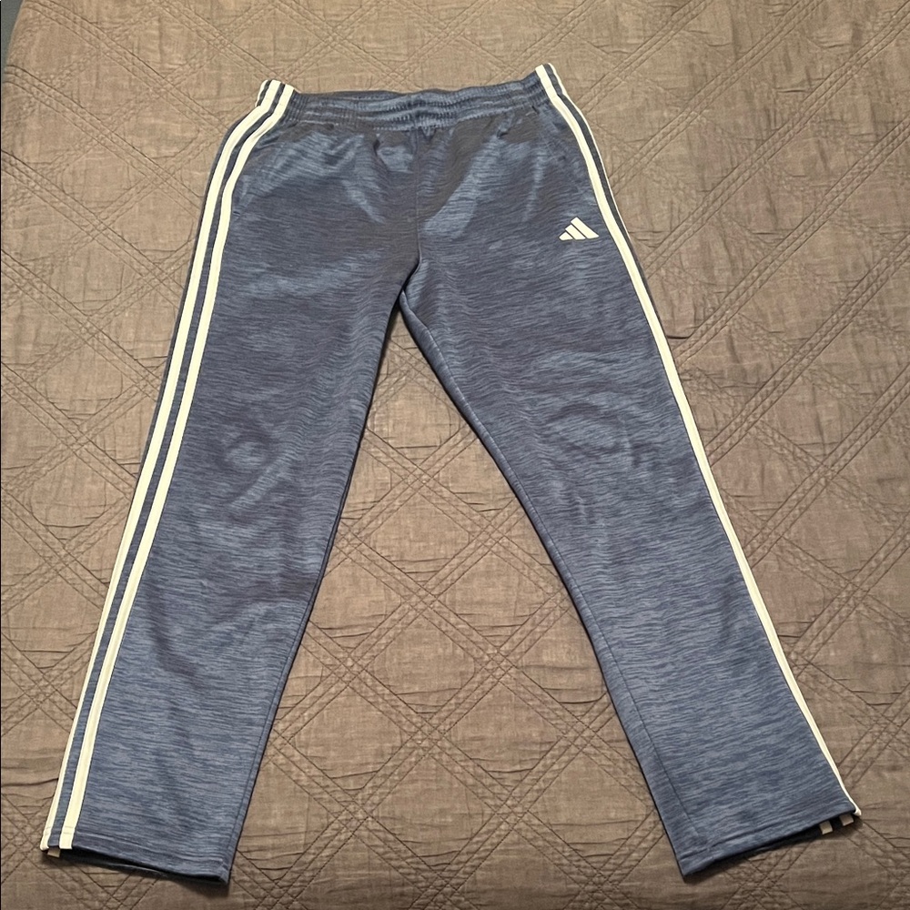 Adidas Kids Gray Joggers with White Stripes